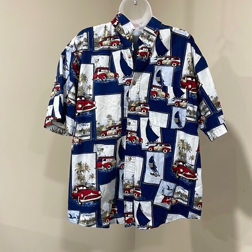 NWOT Natural Issue Classic Car Hawaiian Shirt.  Size L large 100% cotton